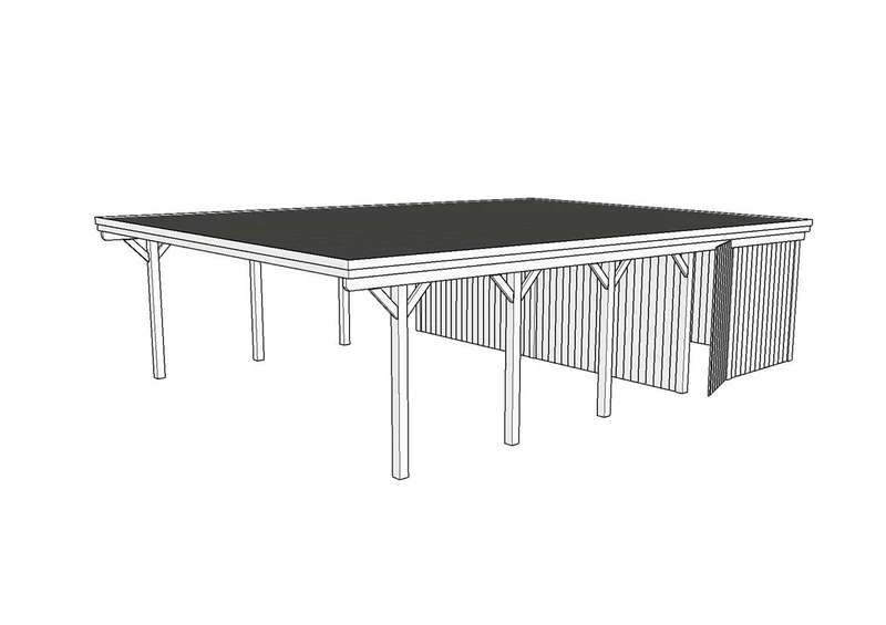 Doppelcarport CLASSIC Holzblende mit Abstellraum (Verkleidung: Klassisches Duoprofil)