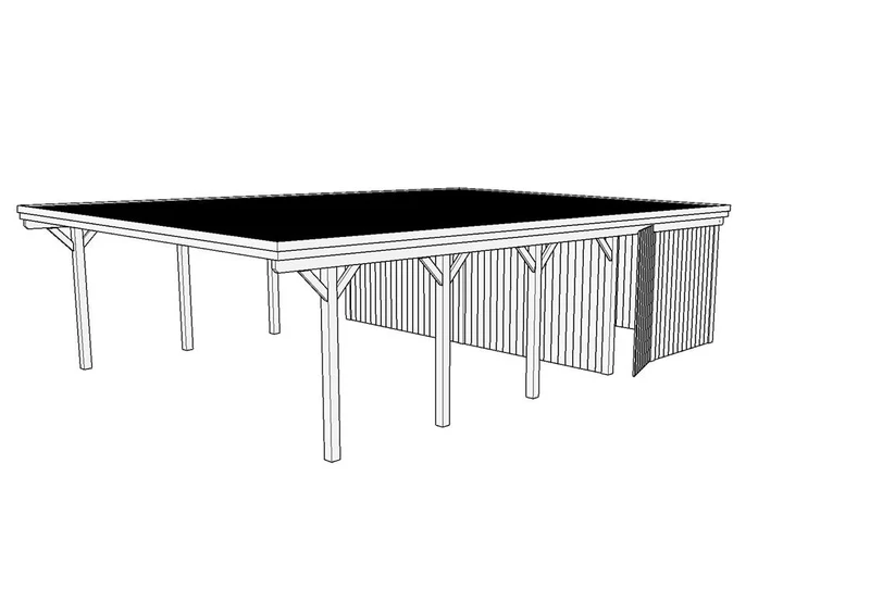 Doppelcarport CLASSIC Holzblende mit Abstellraum (Verkleidung: Klassisches Duoprofil)