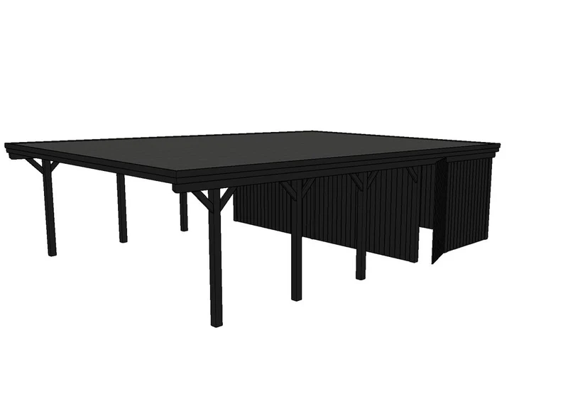 Doppelcarport CLASSIC Holzblende mit Abstellraum (Verkleidung: Klassisches Duoprofil)
