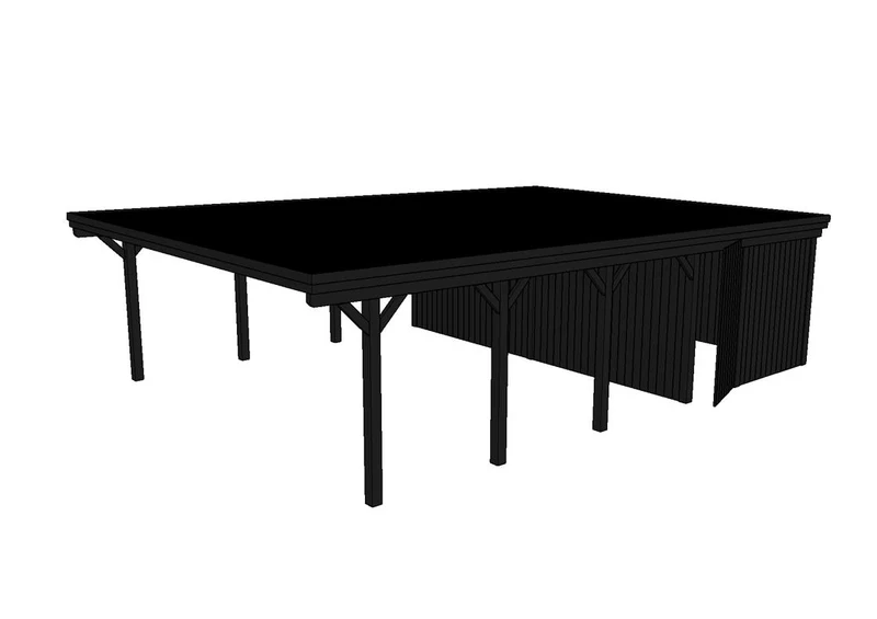 Doppelcarport CLASSIC Holzblende mit Abstellraum (Verkleidung: Klassisches Duoprofil)