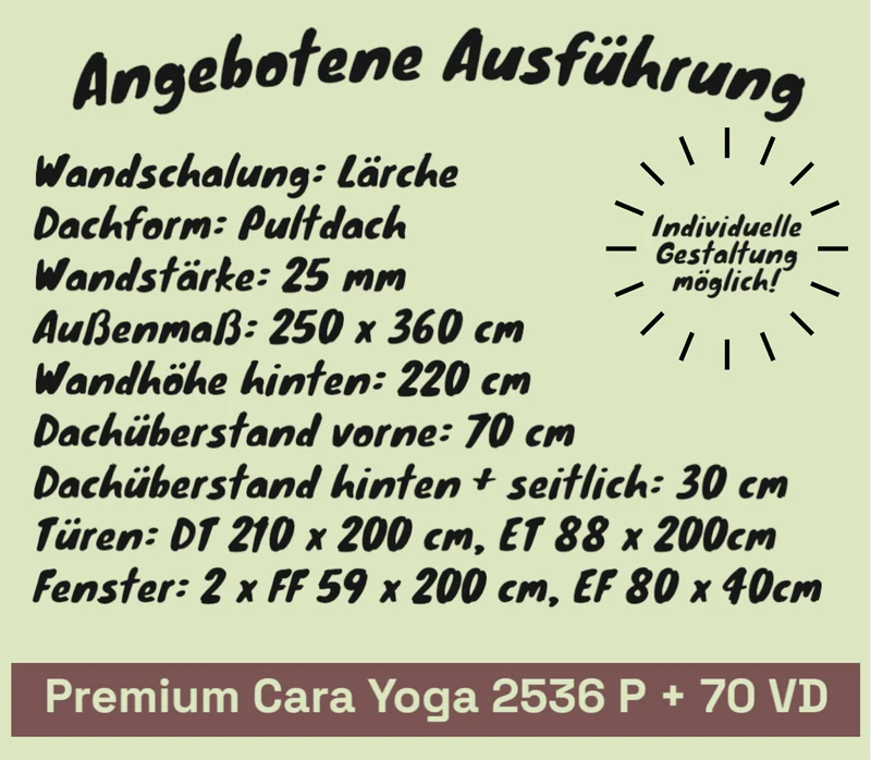 Premium Gartenhaus Cara Yoga