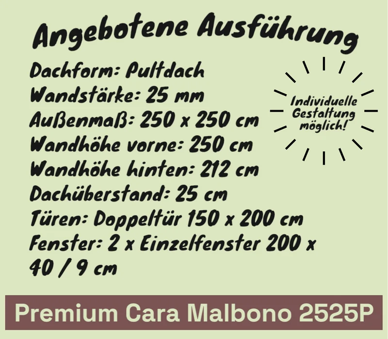 Premium Gartenhaus Cara Malbono