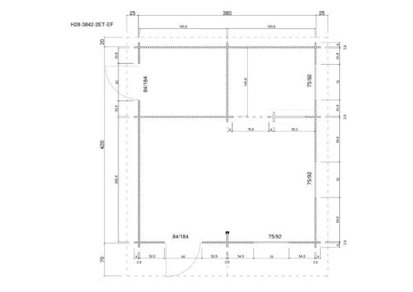 Holz-Gartenhaus / Gerätehaus H28-3842-2ET-EF