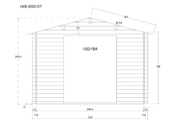 Holz-Gartenhaus / Gerätehaus H28-3020-DT