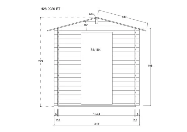 Holz Gartenhaus / Gerätehaus H28-2020-ET