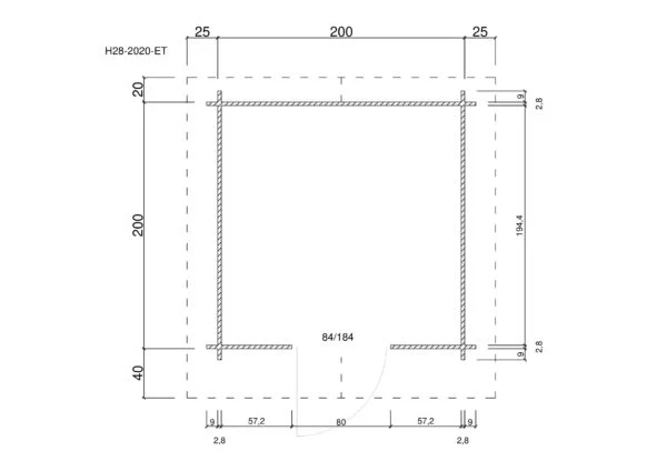 Holz Gartenhaus / Gerätehaus H28-2020-ET