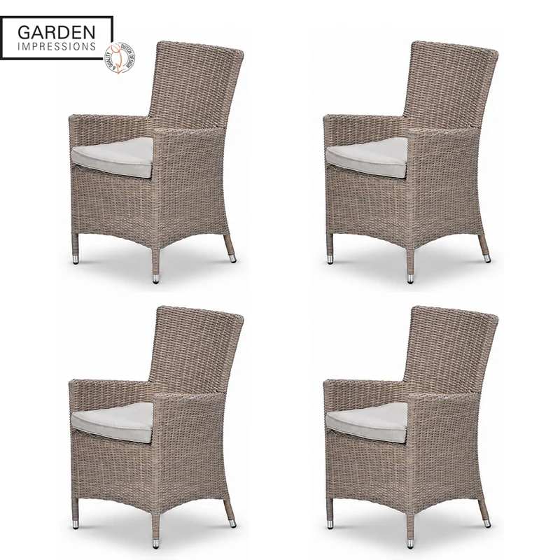 Garden Impressions Costa tuinstoelen set van 4 wicker met kussen