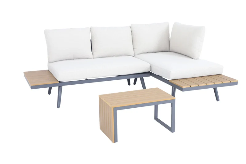 Garden Impressions Forro loungeset - carbon black - natural teak look Vironwood - desert taupe