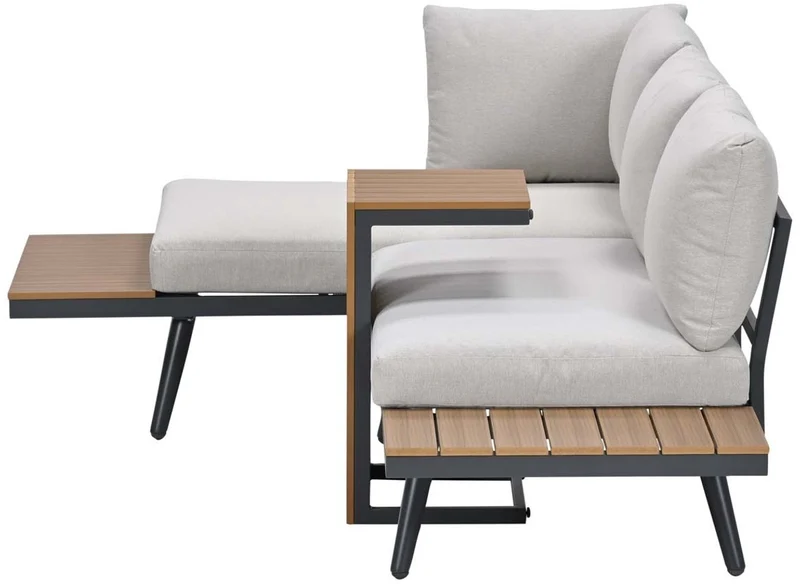 Garden Impressions Forro loungeset - carbon black - natural teak look Vironwood - desert taupe