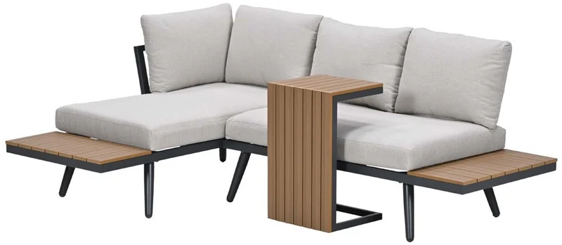 Garden Impressions Forro loungeset - carbon black - natural teak look Vironwood - desert taupe
