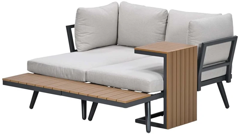Garden Impressions Forro loungeset - carbon black - natural teak look Vironwood - desert taupe
