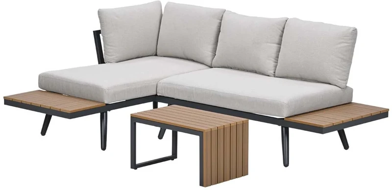 Garden Impressions Forro loungeset - carbon black - natural teak look Vironwood - desert taupe