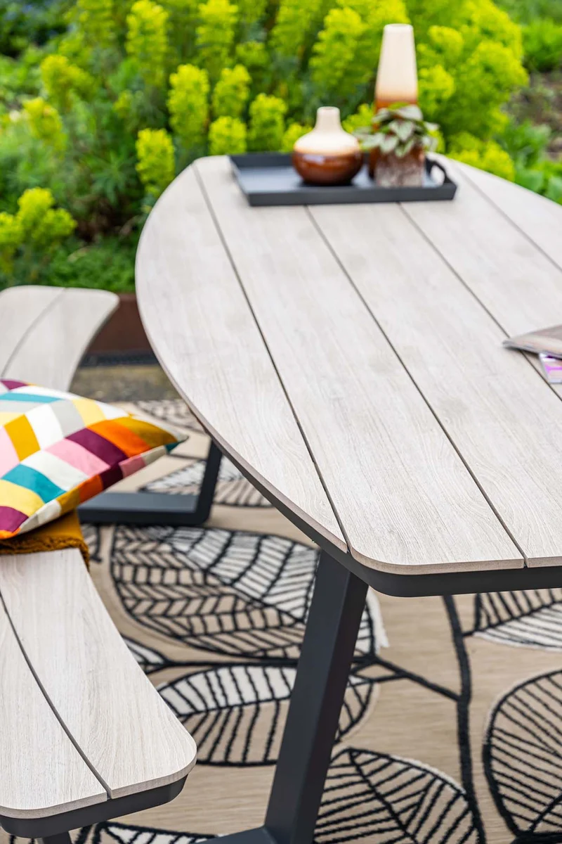 Garden Impressions Bell picknick set ovaal - 220x193 cm - houtlook