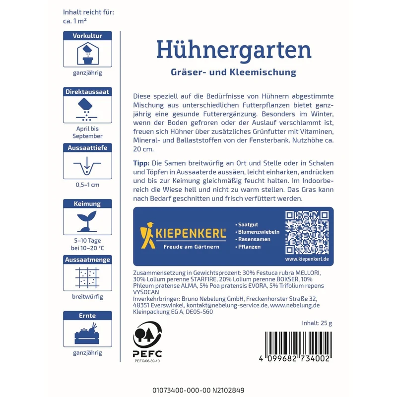 Kiepenkerl Hühnergarten Gräser- und Kleemischung