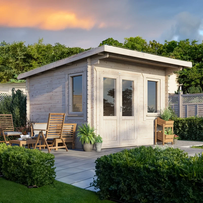 Pent Log Cabin - 28mm