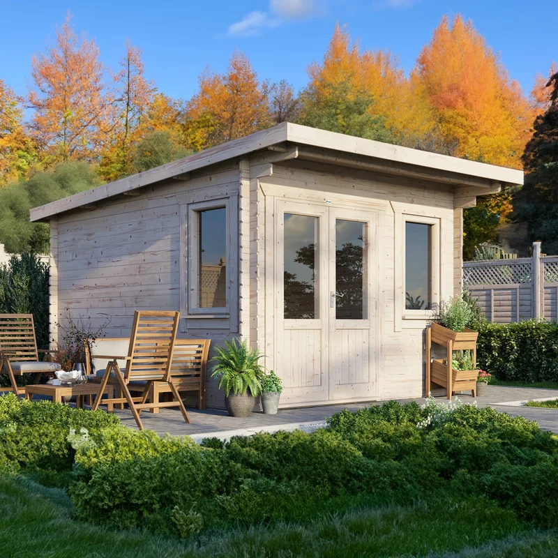 Pent Log Cabin - 28mm