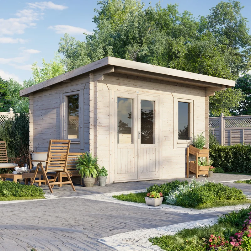 Pent Log Cabin - 28mm