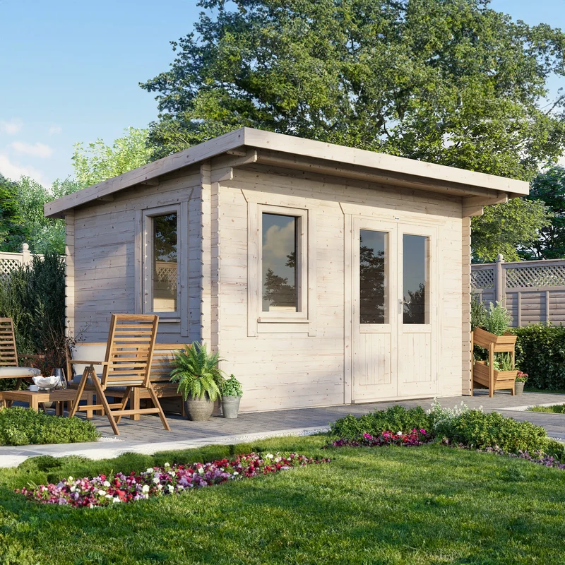 Pent Log Cabin - 28mm