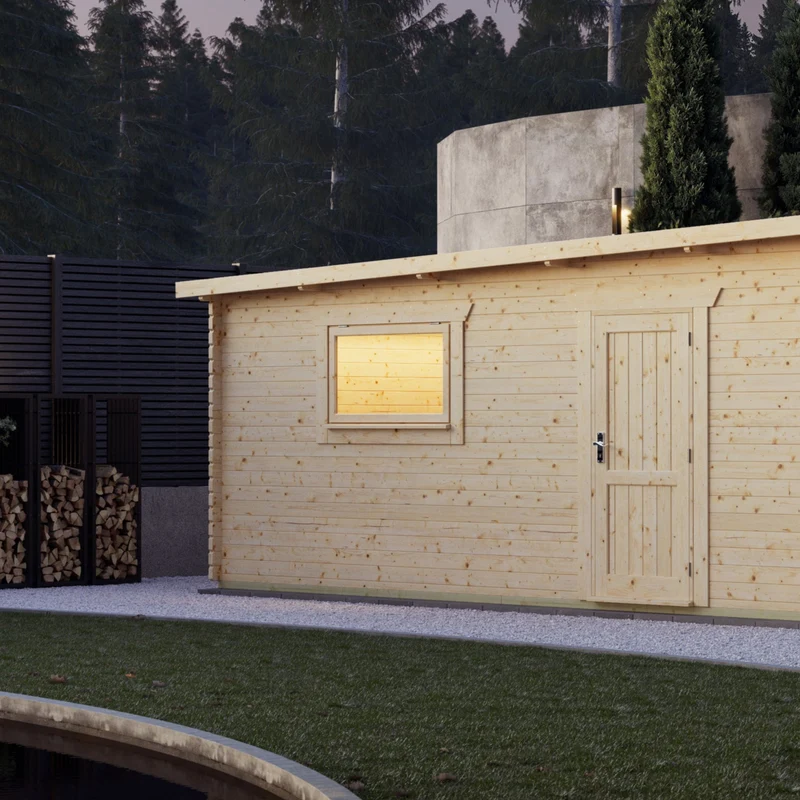 Pent Log Cabin Double Garage