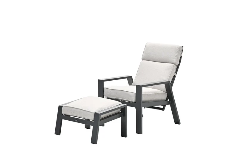 Max verstelbare fauteuil inclusief voetenbank - carbon black - desert sand