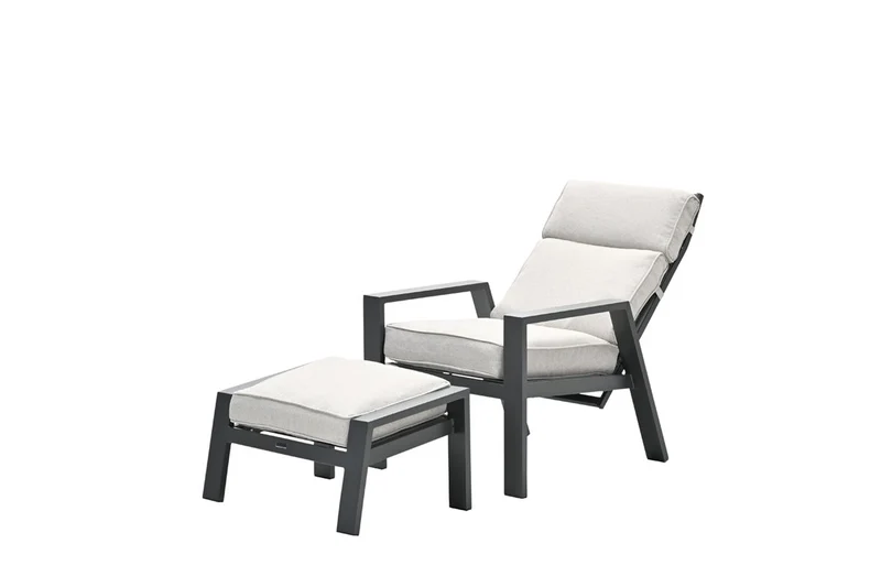 Max verstelbare fauteuil inclusief voetenbank - carbon black - desert sand