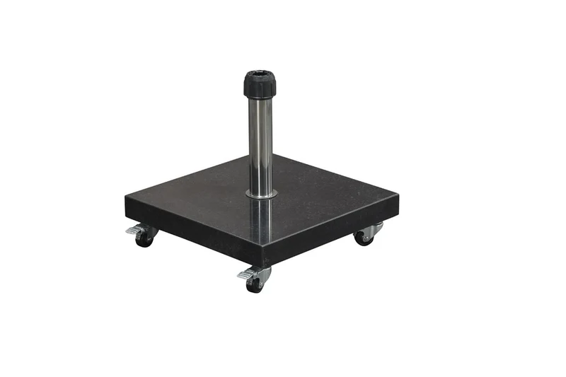 Eureka granieten parasolvoet - 40 kg - zwart gepolijst - verrijdbaar