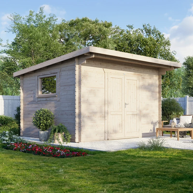 Pent Workshop Log Cabin