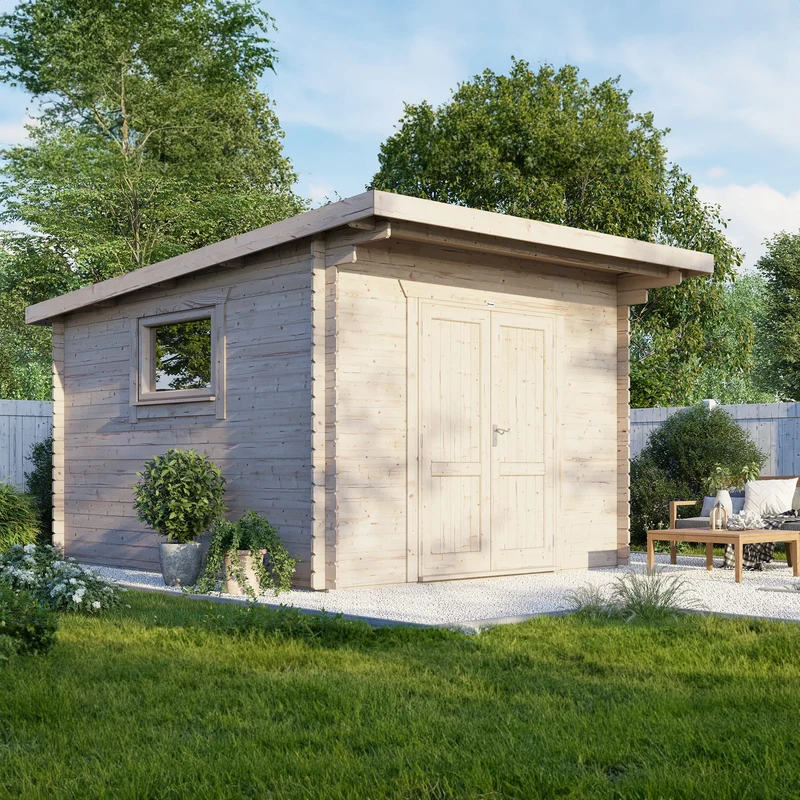 Pent Workshop Log Cabin