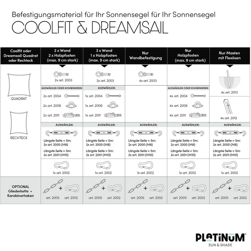 Platinum Sun & Shade Dreamsail schaduwdoek vierkant, 400x400cm, Ecru