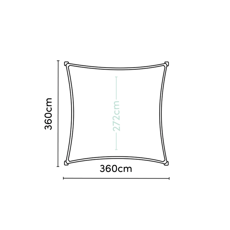 Platinum Sun & Shade Coolfit schaduwdoek vierkant, 360x360cm, Zwart