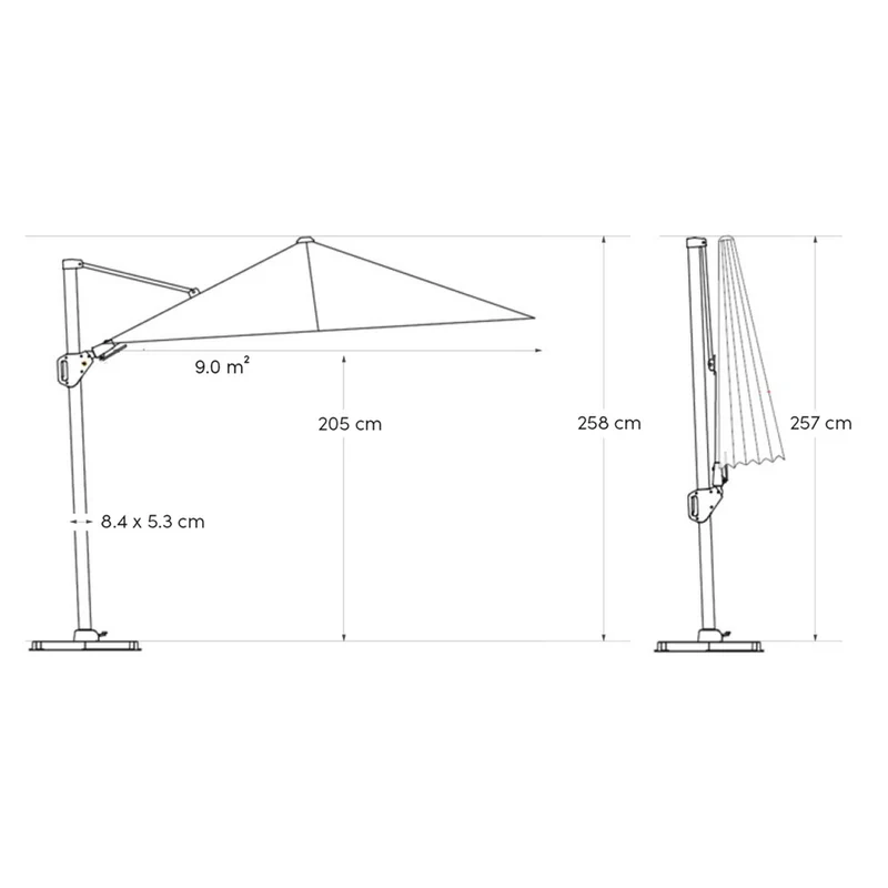 Platinum Sun & Shade zweefparasol Nexus T² Premium 300x300 Manhattan