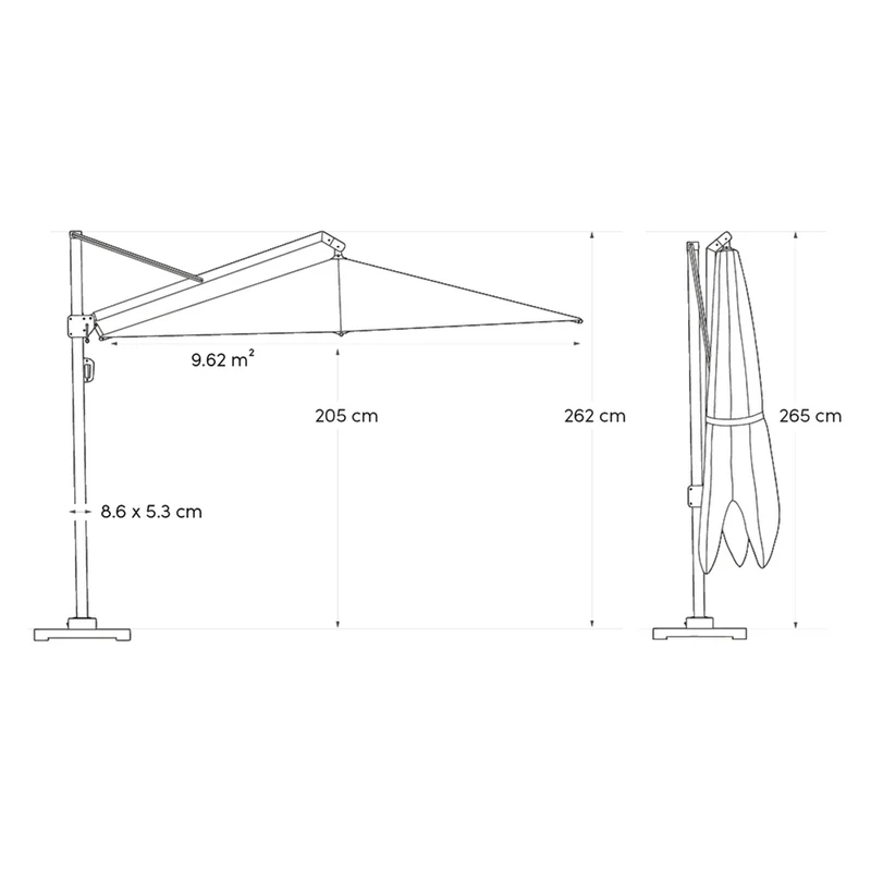 Platinum Sun & Shade zweefparasol Challenger T² premium Teak look ø350 Champagne