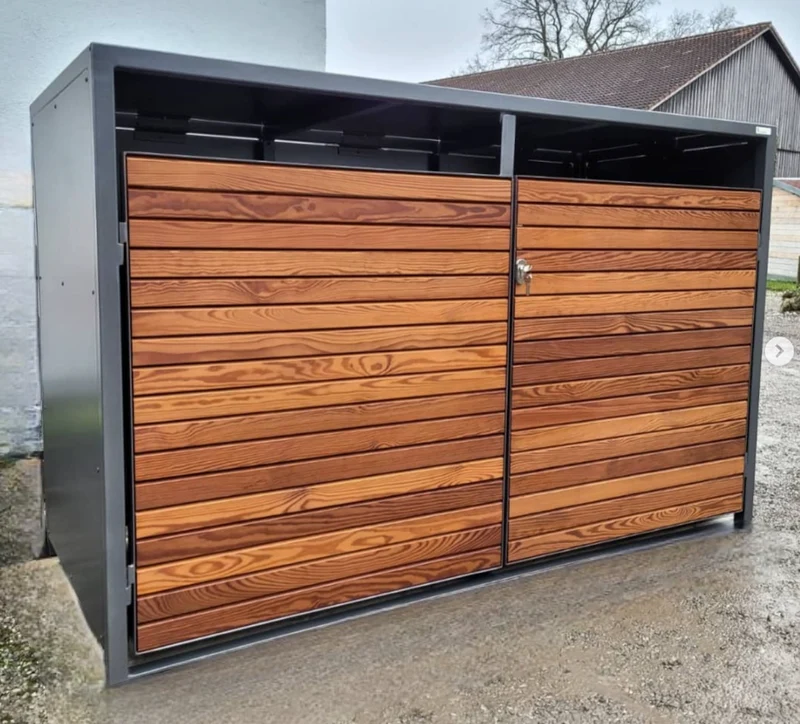 Fahrradgarage Holz für 4 Fahrräder, E-Bike, Allzweckbox