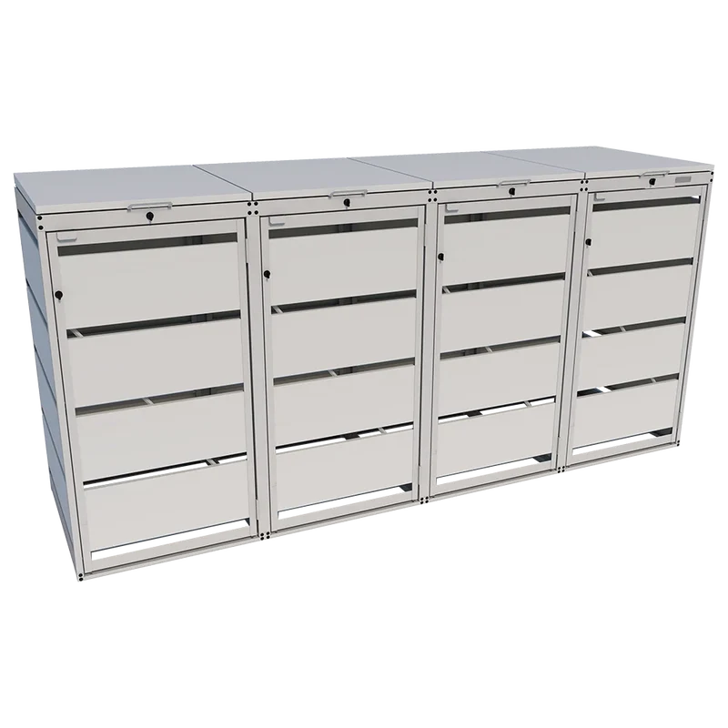 OBOX 4er Mülltonnenbox mit Klappdach