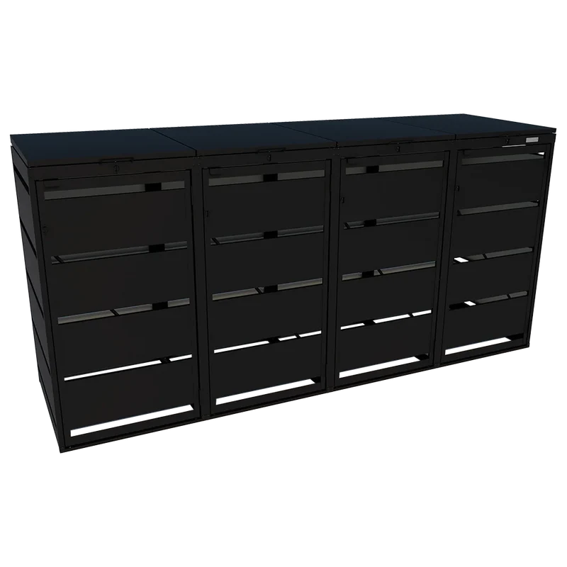 OBOX 4er Mülltonnenbox mit Klappdach