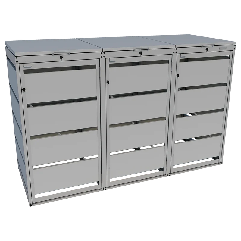 OBOX 3er Mülltonnenbox mit Klappdach