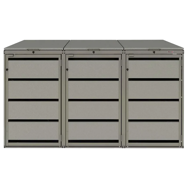 OBOX 3er Mülltonnenbox mit Klappdach