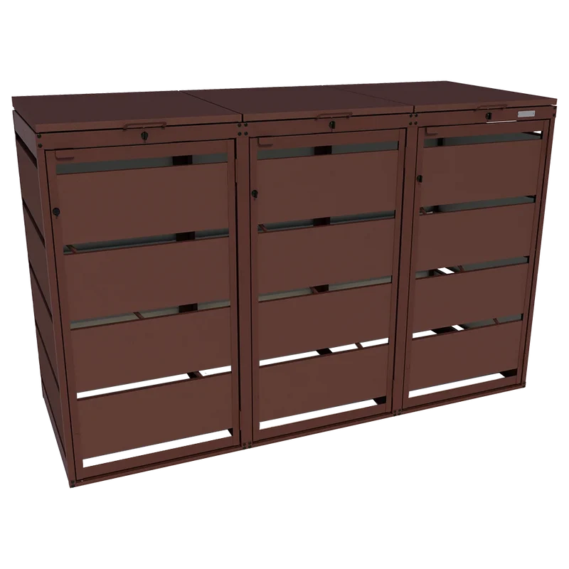 OBOX 3er Mülltonnenbox mit Klappdach