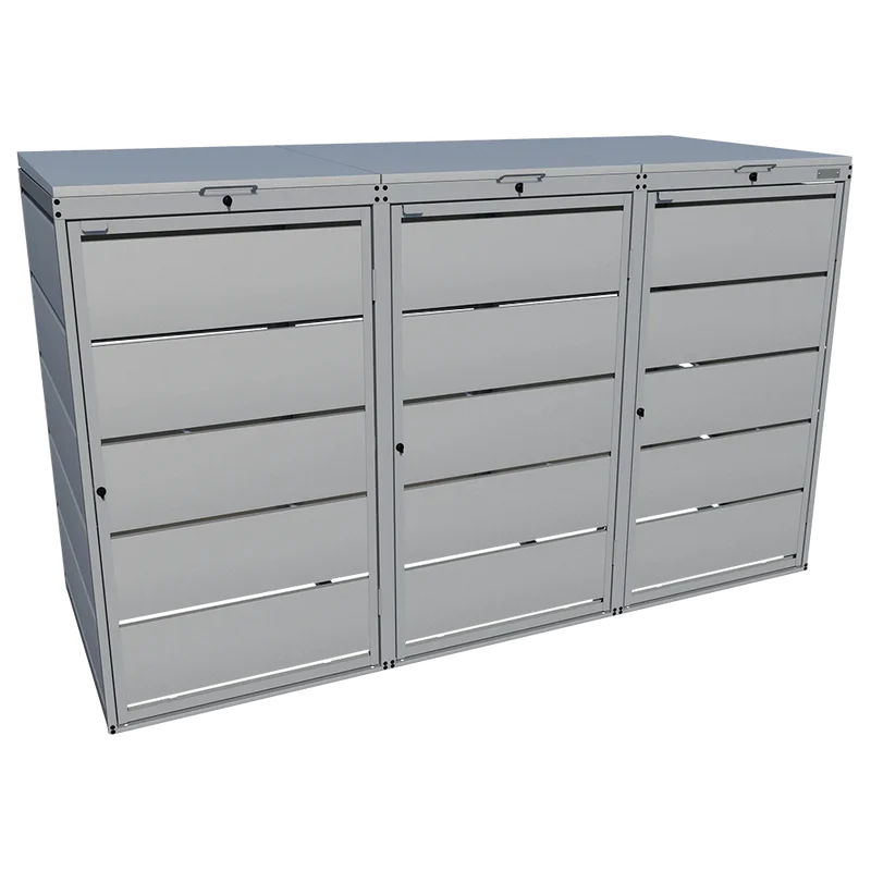 OBOX 3er Mülltonnenbox mit Klappdach