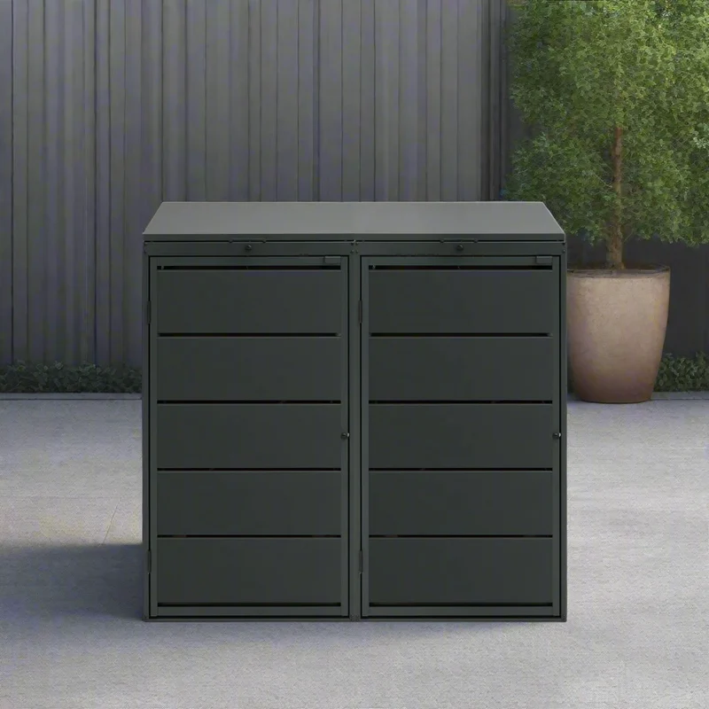 OBOX 2er Mülltonnenbox mit Klappdach