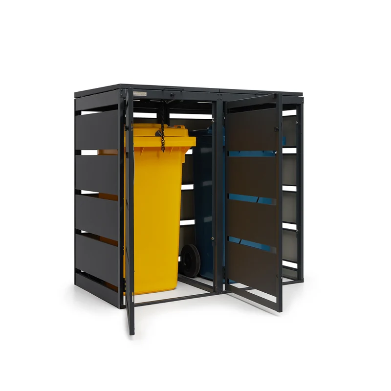 OBOX 2er Mülltonnenbox mit Klappdach