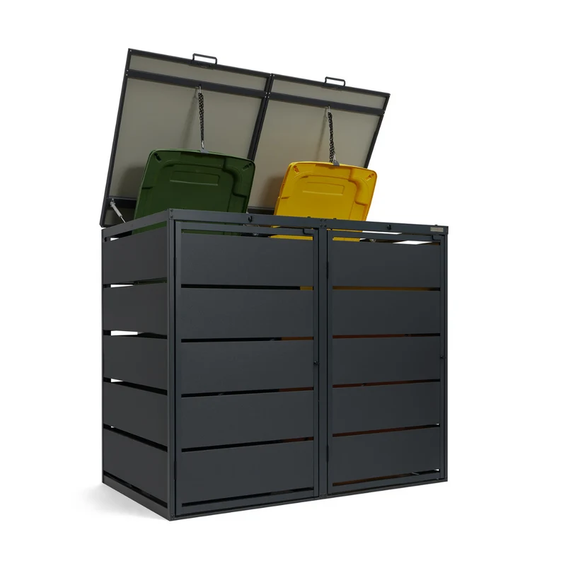 OBOX 2er Mülltonnenbox mit Klappdach