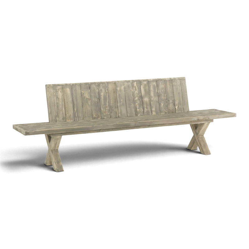 Loungebank Massivholz mit Lehne - Steingrund - ANTE NEO
