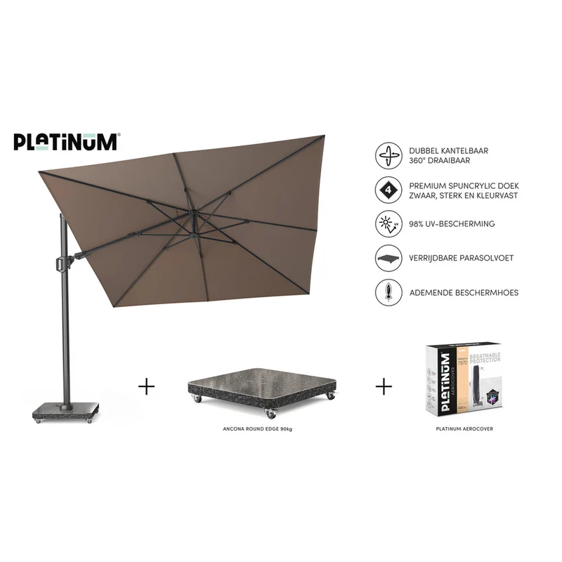 Platinum Sun & Shade zweefparasol Challenger T² premium 300x300 Havana