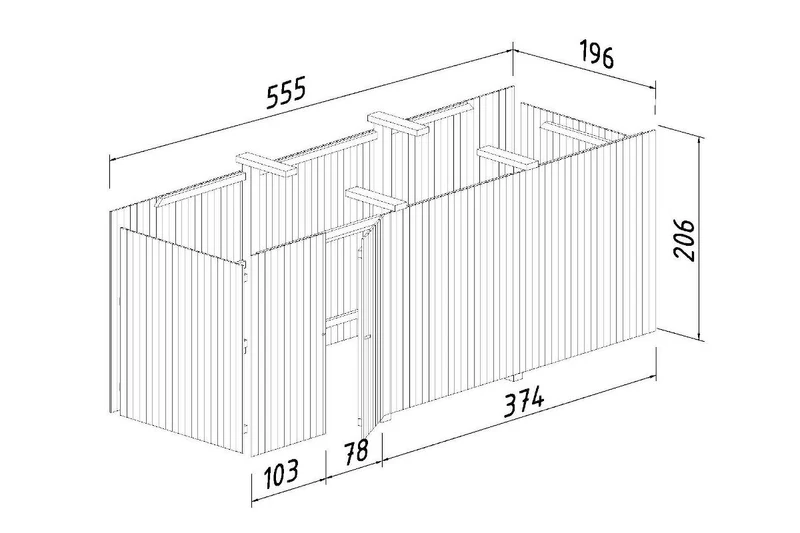 Palmako Anbauschuppen für Doppelcarport Karl 600 x 762 cm
