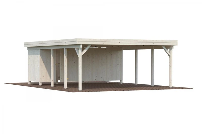 Palmako Anbauschuppen für Doppelcarport Karl 600 x 762 cm
