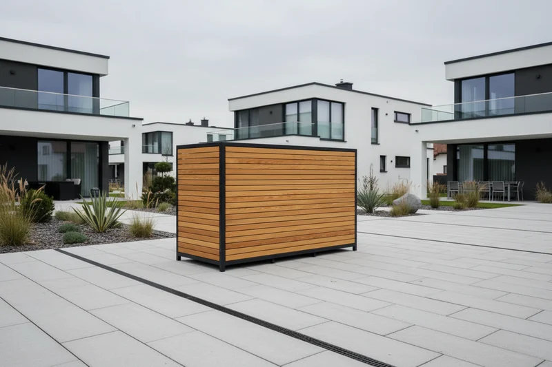 Design-Sichtschutz LARIX STEEL – U-Form & Wandelemente aus Stahl und Holz