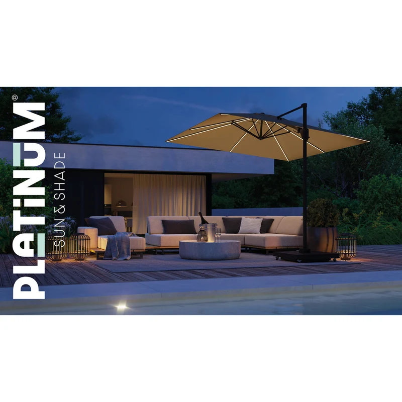 Platinum Sun & Shade zweefparasol Challenger T² Glow ø350 antraciet