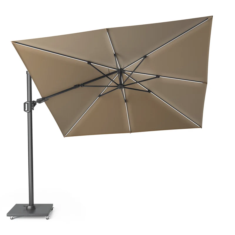 Platinum Sun & Shade zweefparasol Challenger T² Glow 300x300 taupe