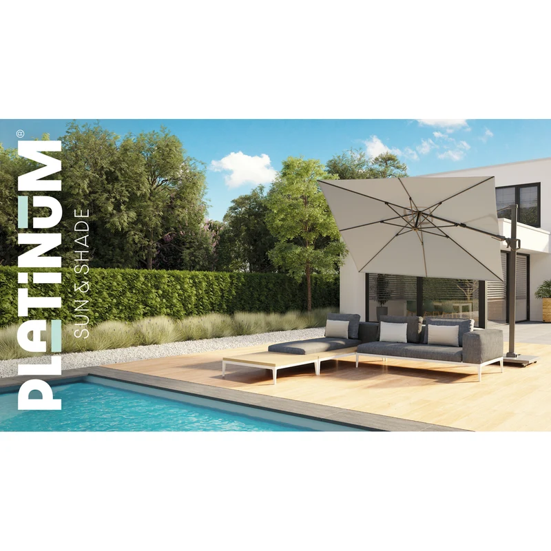 Platinum Sun & Shade zweefparasol Challenger T² 350x260 zwart